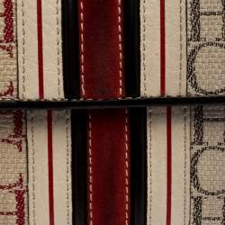 Pre Owned Carolina Herrera Tri Color Signature Canvas, Suede and Leather Trifold Wallet 