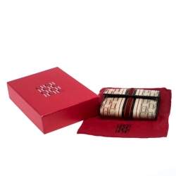 Pre Owned Carolina Herrera Tri Color Signature Canvas, Suede and Leather Trifold Wallet 