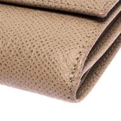 Pre Owned Carolina Herrera Beige Monogram Embossed Leather French Flap Wallet