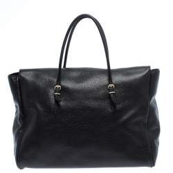 Carolina Herrera Black Leather Tempo Collection Adagio Tote