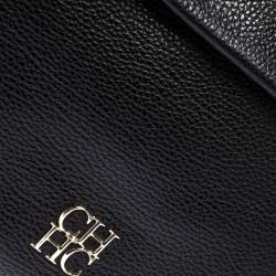Carolina Herrera Black Leather Tempo Collection Adagio Tote