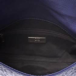 Pre Owned Carolina Herrera Purple Monogram Embossed Leather Bow Shoulder Bag