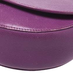 Pre Owned Carolina Herrera Purple Leather Flap Chain Shoulder Bag