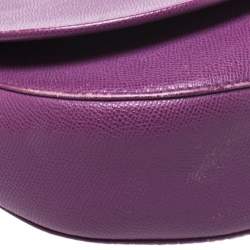 Pre Owned Carolina Herrera Purple Leather Flap Chain Shoulder Bag