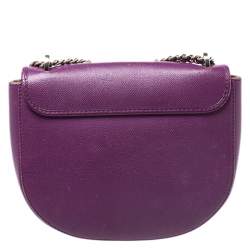 Pre Owned Carolina Herrera Purple Leather Flap Chain Shoulder Bag