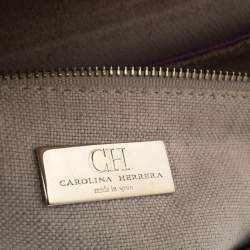 Pre Owned Carolina Herrera Purple Leather Flap Chain Shoulder Bag