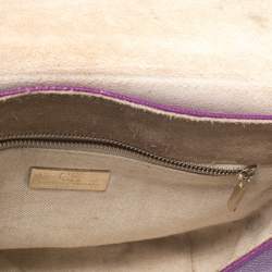 Pre Owned Carolina Herrera Purple Leather Flap Chain Shoulder Bag