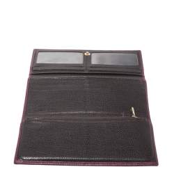 Carolina Herrera Burgundy Leather Long Trifold Wallet