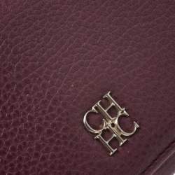 Carolina Herrera Burgundy Leather Long Trifold Wallet