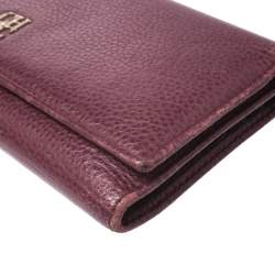 Carolina Herrera Burgundy Leather Long Trifold Wallet