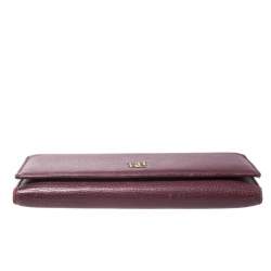 Carolina Herrera Burgundy Leather Long Trifold Wallet