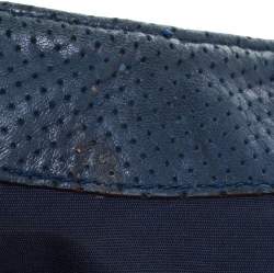 Pre Owned Carolina Herrera Blue Monogram Leather Chain Shoulder Bag