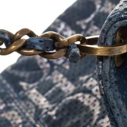 Pre Owned Carolina Herrera Blue Monogram Leather Chain Shoulder Bag