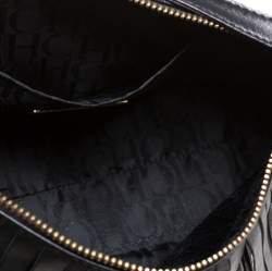 Pre Owned Carolina Herrera Black Leather Fringe Pochette Bag