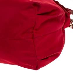 Pre Owned Carolina Herrera Red Nylon and Leather Bow Bucket Bag