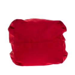 Pre Owned Carolina Herrera Red Nylon and Leather Bow Bucket Bag