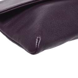 Pre Owned Carolina Herrera Purple Leather Chain Clutch