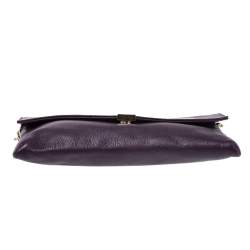 Pre Owned Carolina Herrera Purple Leather Chain Clutch