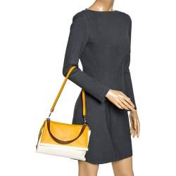 Carolina Herrera Bicolor Leather Top Handle Bag