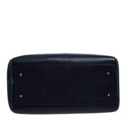 Carolina Herrera Navy Blue/Black Leather Zip Tote