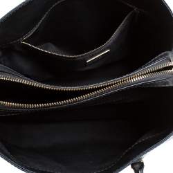 Carolina Herrera Navy Blue/Black Leather Zip Tote