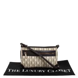 Carolina Herrera Black/Ivory Monogram Coated Canvas and Leather Crossbody Bag