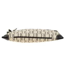 Carolina Herrera Black/Ivory Monogram Coated Canvas and Leather Crossbody Bag