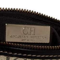 Carolina Herrera Black/Ivory Monogram Coated Canvas and Leather Crossbody Bag