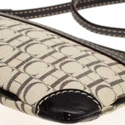 Carolina Herrera Black/Ivory Monogram Coated Canvas and Leather Crossbody Bag