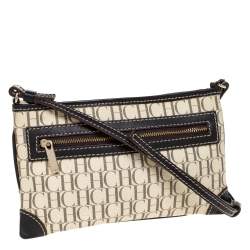 Carolina Herrera Black/Ivory Monogram Coated Canvas and Leather Crossbody Bag