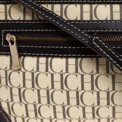Carolina Herrera Black/Ivory Monogram Coated Canvas and Leather Crossbody Bag