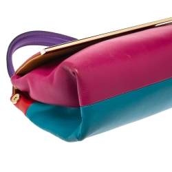 Pre Owned Carolina Herrera Tricolor Leather Camelot Top Handle Bag