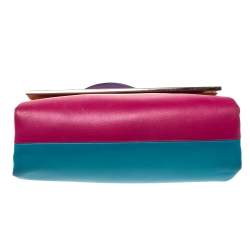 Pre Owned Carolina Herrera Tricolor Leather Camelot Top Handle Bag