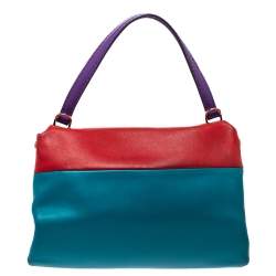 Pre Owned Carolina Herrera Tricolor Leather Camelot Top Handle Bag