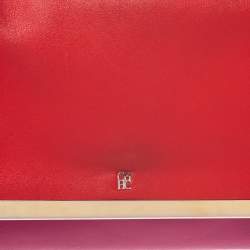 Pre Owned Carolina Herrera Tricolor Leather Camelot Top Handle Bag