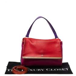 Pre Owned Carolina Herrera Tricolor Leather Camelot Top Handle Bag