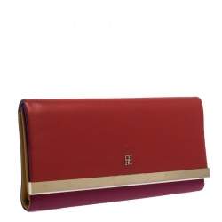 Pre Owned Carolina Herrera Multicolor Leather Trifold Continental Wallet
