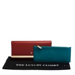 Pre Owned Carolina Herrera Multicolor Leather Trifold Continental Wallet