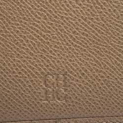 Pre Owned Carolina Herrera Beige Leather Continental Flap Wallet