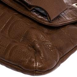 Carolina Herrera Brown Monogram Leather Audrey Shoulder Bag