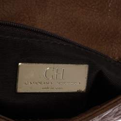 Carolina Herrera Brown Monogram Leather Audrey Shoulder Bag
