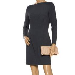 Pre Owned Carolina Herrera Beige Monogram Leather Jerry Clutch