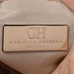 Pre Owned Carolina Herrera Beige Monogram Leather Jerry Clutch