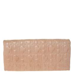 Pre Owned Carolina Herrera Beige Monogram Leather Jerry Clutch