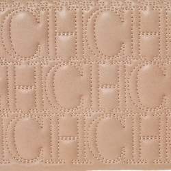 Pre Owned Carolina Herrera Beige Monogram Leather Jerry Clutch