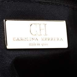 حقيبة يد كارولينا هيريرا قطيفة مونوغرامية و جلد أسود و ذهبي 