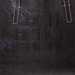 Pre Owned Carolina Herrera Dark Brown Monogram Leather Tote