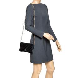 Pre Owned Carolina Herrera Black Quilted Leather Flap Chain Shoulder Bag