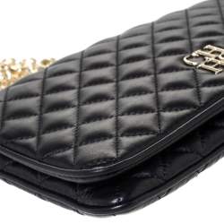 Pre Owned Carolina Herrera Black Quilted Leather Flap Chain Shoulder Bag