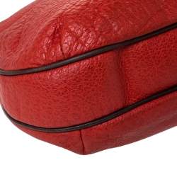 Pre Owned Carolina Herrera Orange/Brown logo Leather Braided Handle Hobo